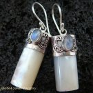 925 Silver Rainbow Moonstone & Shell Earrings ER-523-KT