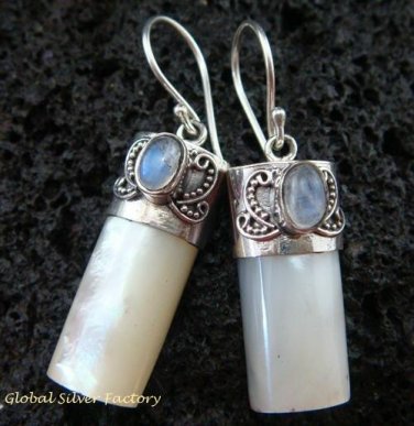925 Silver Rainbow Moonstone & Shell Earrings ER-523-KT