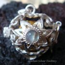 Silver Moonstone Flower Heart Harmony Ball Pendant HB-228b-KT