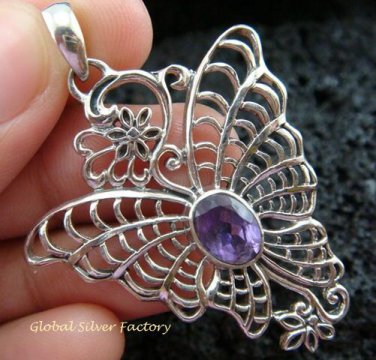 925 Silver & Amethyst Butterfly Pendant SP-467-KT