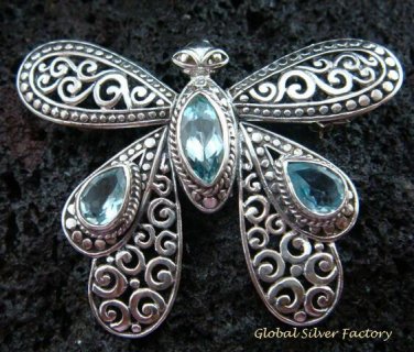925 Silver & Blue Topaz Butterfly Brooch BC-161-KT