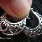 Sterling Silver Heart Design Hoop Earrings SE-150-KT