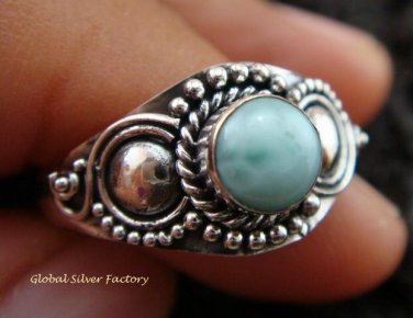 Sterling Silver Larimar Gemstone Ring RI-282-KT