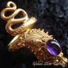 925 Silver & Gold Vermeil Amethyst Snake Ring GPR-110-NY