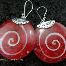 Sterling Silver Red Shell Earrings ER-547-KT