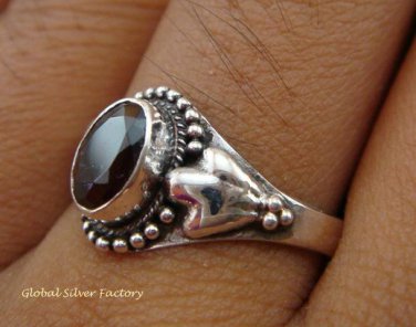 Sterling Silver Garnet Gemstone Ring RI-279-KT