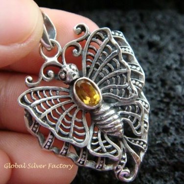 925 Silver & Citrine Butterfly Pendant SP-463-KT