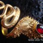 925 Silver & Gold Vermeil Garnet Snake Ring GPR-111-NY