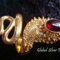 925 Silver & Gold Vermeil Garnet Snake Ring GPR-111-NY