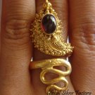 925 Silver & Gold Vermeil Garnet Snake Ring GPR-111-NY