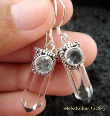 925 Silver Blue Topaz & Crystal Earrings ER-534-KT