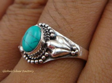 Sterling Silver Turquoise Gemstone Ring RI-278-KT