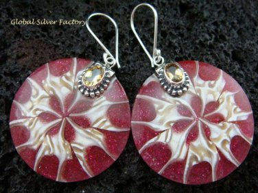 925 Silver Citrine & Shell Earrings ER-542-KT
