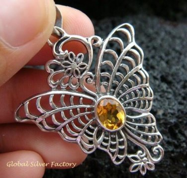 925 Silver & Citrine Butterfly Pendant SP-468-KT