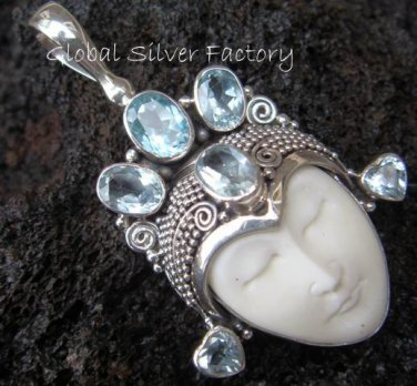 Silver 6 Blue Topaz Goddess Pendant GDP-247-KT