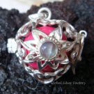 Silver Moonstone Flower Heart Harmony Ball Pendant HB-228c-KT