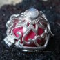 Silver Moonstone Flower Heart Harmony Ball Pendant HB-228c-KT