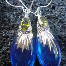 Sterling Silver Blue Agate (syn)&Peridot Earrings SJ-168-KA