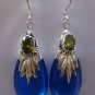 Sterling Silver Blue Agate (syn)&Peridot Earrings SJ-168-KA