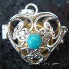 Silver Turquoise Heart Harmony Ball Pendant HB-232-KT