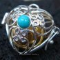 Silver Turquoise Heart Harmony Ball Pendant HB-232-KT