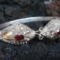 Sterling Silver Two Head Cobra Snake Bangle W Garnet SBB-219-PS