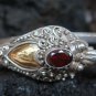 Sterling Silver Two Head Cobra Snake Bangle W Garnet SBB-219-PS