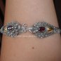 Sterling Silver Two Head Cobra Snake Bangle W Garnet SBB-219-PS