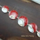925 Silver Red Nautilus Shell Bracelet SBB-234-KT