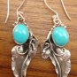 Silver & Turquoise Leaf Design Earrings ER-367-NY