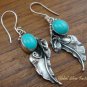 Silver & Turquoise Leaf Design Earrings ER-367-NY