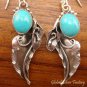 Silver & Turquoise Leaf Design Earrings ER-367-NY