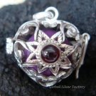 Silver Garnet Flower Heart Harmony Ball Pendant HB-229-KT