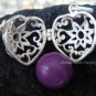 Silver Garnet Flower Heart Harmony Ball Pendant HB-229-KT