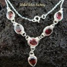 Sterling Silver & 6 Garnet Necklace NS-114-PS