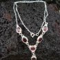 Sterling Silver & 6 Garnet Necklace NS-114-PS