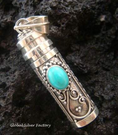 Sterling Silver Turquoise Perfume Bottle Pendant PP-131-NY