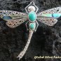 925 Silver Dragonfly Shell & Turquoise Brooch BC-111-PS