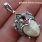 Sterling Silver Garnet Carved Bone Goddess Pendant GDP-169-KT