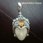 925 Silver Citrine Carved Bone Goddess Pendant GDP-198-KT