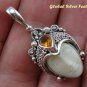925 Silver Citrine Carved Bone Goddess Pendant GDP-198-KT