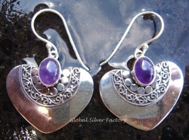 925 Silver & Amethyst Heart Shape Earrings ER-312-NY