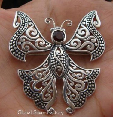 925 Silver Garnet Butterfly Brooch BC-119-KT