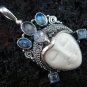 Silver 6 Rainbow Moonstone Goddess Pendant GDP-234-KT