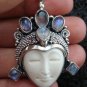 Silver 6 Rainbow Moonstone Goddess Pendant GDP-234-KT