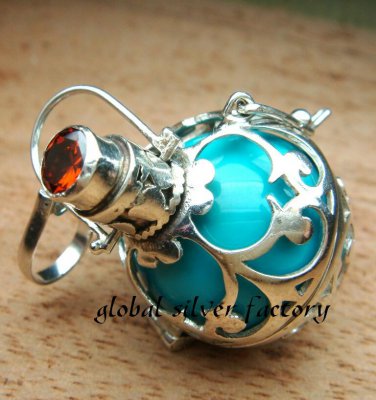 Sterling Silver Garnet Harmony Chime Ball Pendant HB-131-KT