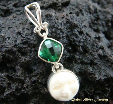 Petite Silver Green Quartz Goddess Pendant GDP-644-NY