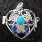 Silver Turquoise Heart Harmony Ball Pendant HB-232c-KT