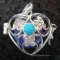 Silver Turquoise Heart Harmony Ball Pendant HB-232c-KT