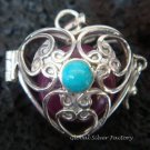 Silver Turquoise Heart Harmony Ball Pendant HB-232d-KT